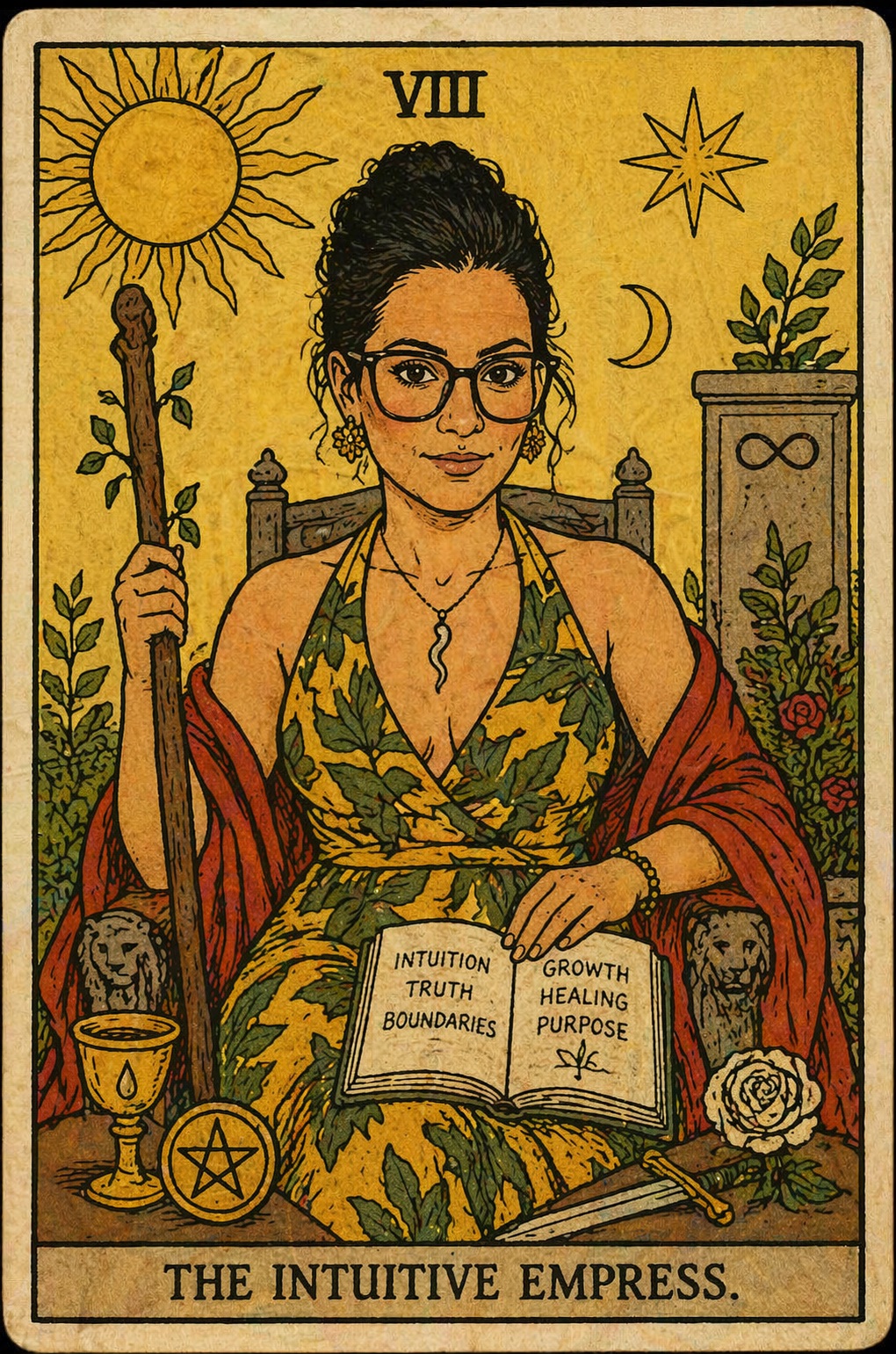 The Intuitive Empress tarot card — yellow variant